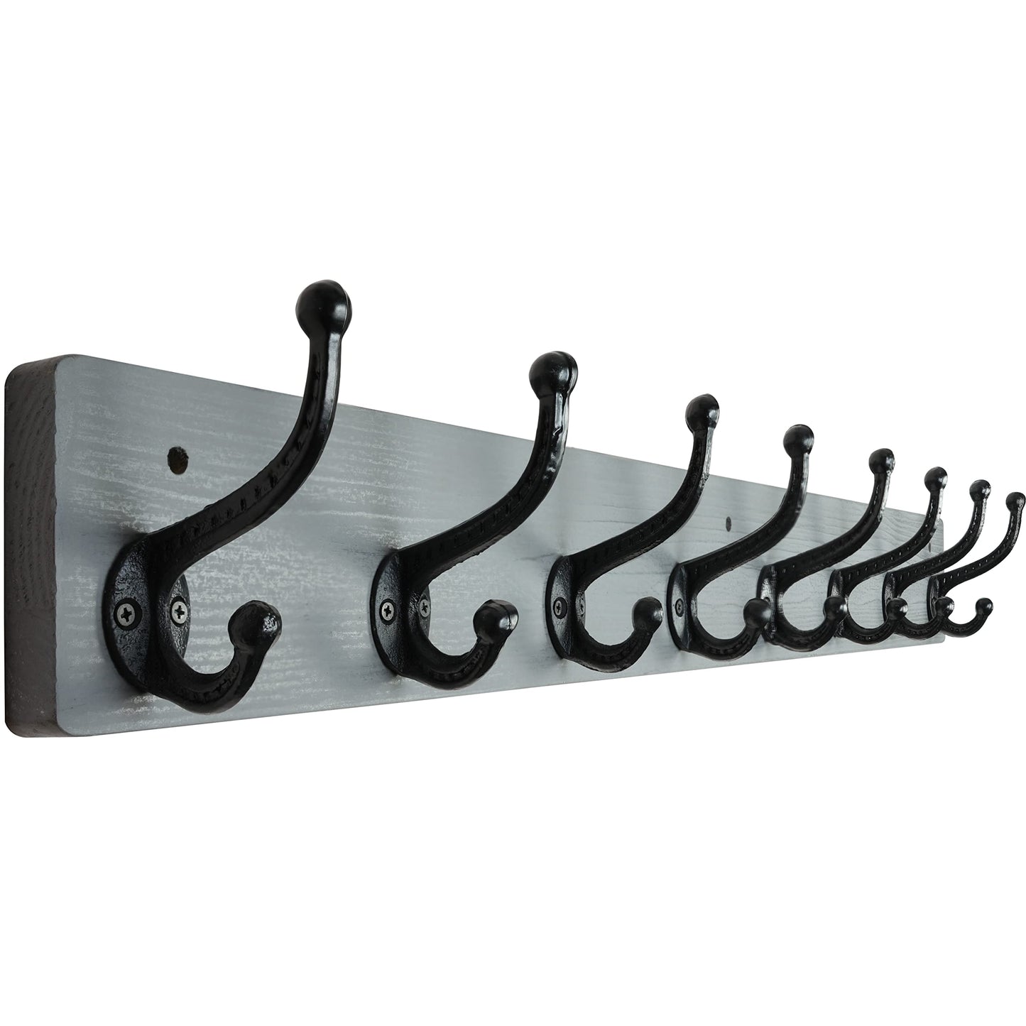 WEBI Rustic Coat Rack Wall Mount Long 8 Cast Iron Coat Hooks Wall Mounted,Heavy Duty Wall Coat Hanger Hooks for Hanging Coats,Clothes,Grey