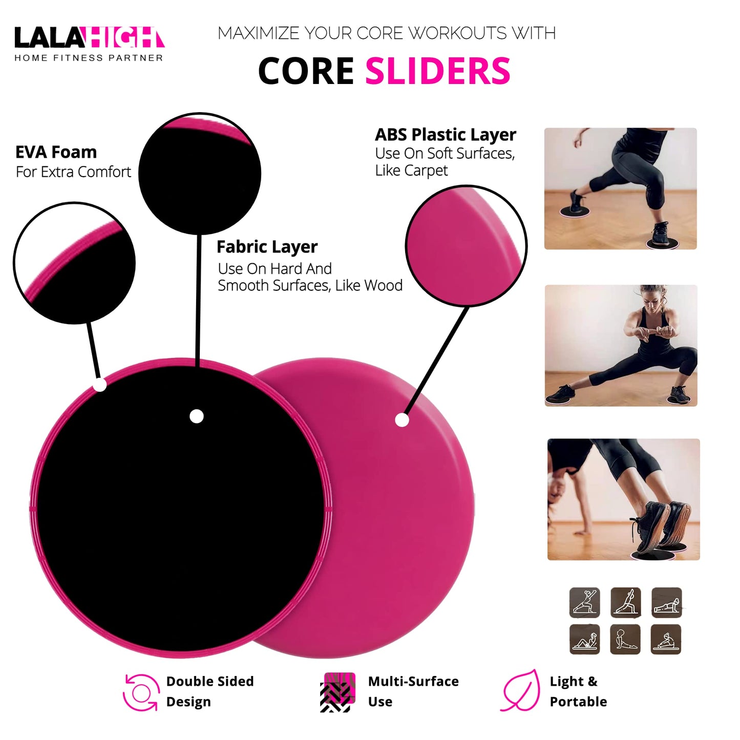 LALAHIGH Home Gym Equipment, Upgraded Push Up Board, 32 in 1 Home Workout Set with Foldable Push Up Bar, Resistance Bands, Core Sliders for Body