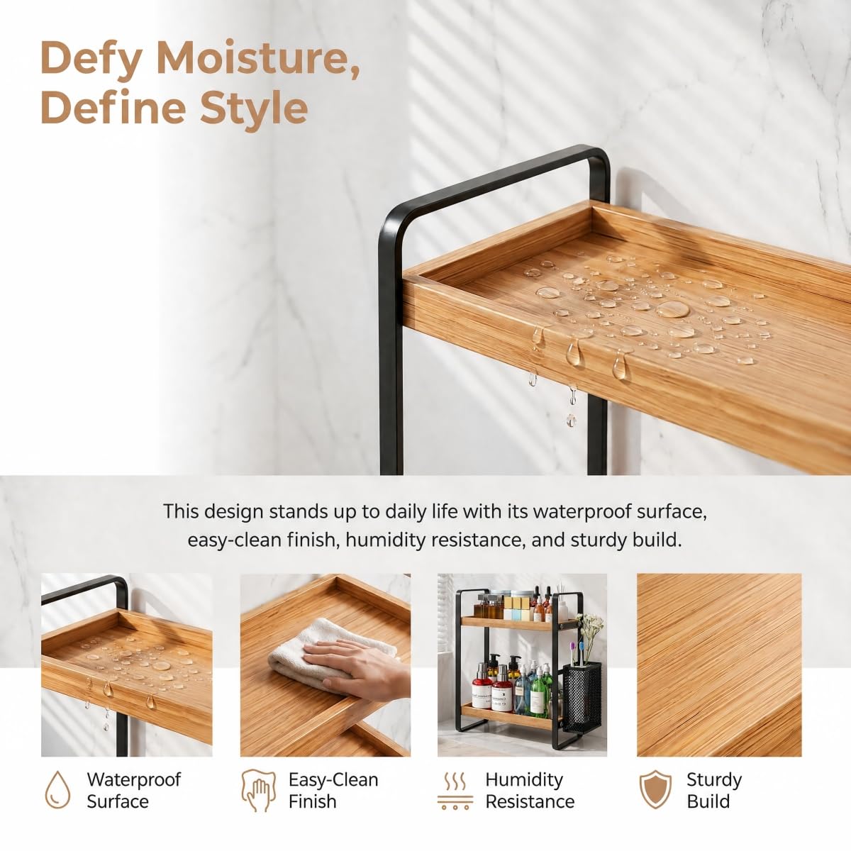 LEMIKKLE Skincare Perfume Organiser for Vanity, Bathroom Organiser Countertop, coffee station,Spice Rack 2-Tier Wood kitchen storage And organisation