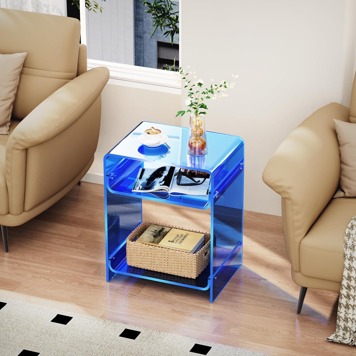 solaround Acrylic Side Table, 45 x 30 x 58 cm, Blue