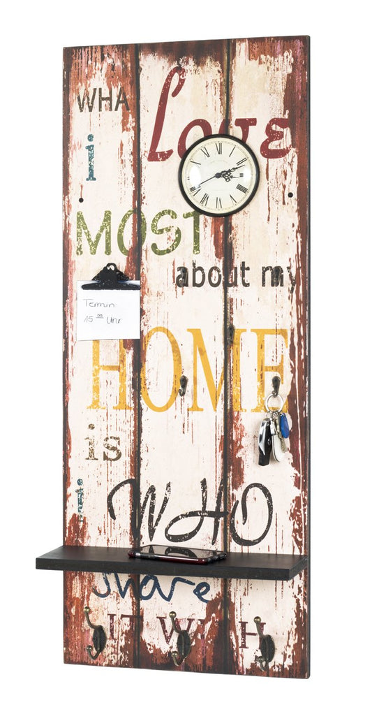HAKU Mobel Memoboard Motif, Vintage, Mdf, Metal - Size: W 40 cm X H 100 cm X D 14 cm, Style: Industrial