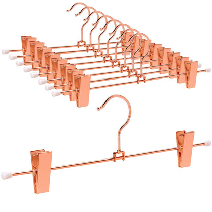 Amber Home 10pcs Shiny Metal Trousers Hangers, Iron Skirt Hangers, Copper