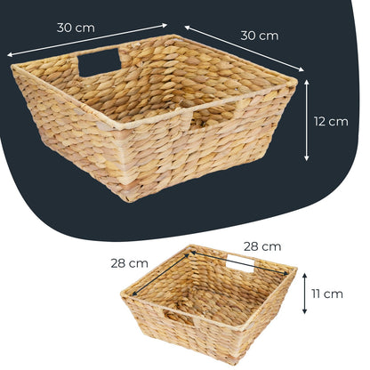 HMF Empty Gift Basket, Storage Basket Braided Made of Water Hyacinth, Rectangular, 30 x 30 x 12 cm