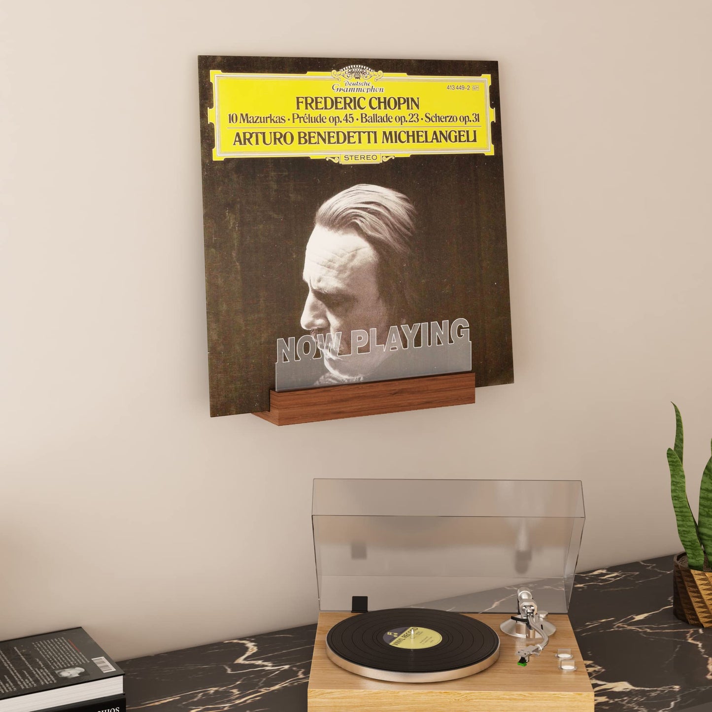 YuanDian Light up Now Playing Vinyl Record Stand Wall Mount, Now Spinning Record Player Stand