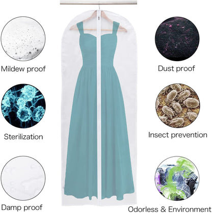 Niviy Dress Bags 60 x 160 cm, Long Garment Covers with Zip & Clear Window