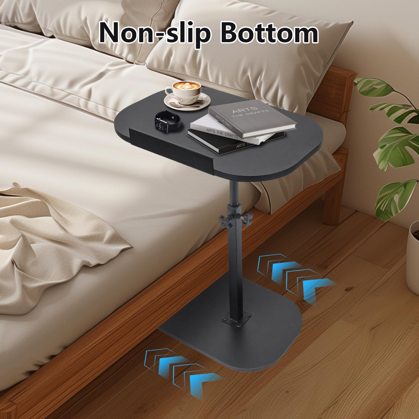 YYW Side Table TV Tray For Couch, Height Adjustable C Shaped Table