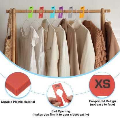PATIKIL Clothes Dividers for Hanging Clothes, 40 Pack 8 Sizes Rectangle Pre-written Clothing Rack Dividers Size Mark Label Sorting Separator for