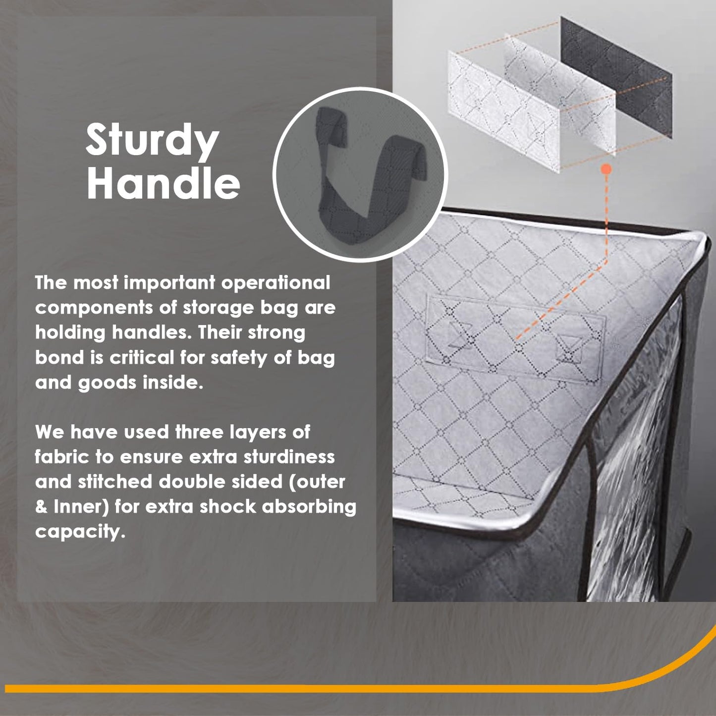 KURNI Storage Bags | Clothes Organizer Boxes, Foldable 6 Pack Grey, 90L Capacity, 3 Sided Zipper Moving Large Bag. Dust & Moisture Proof