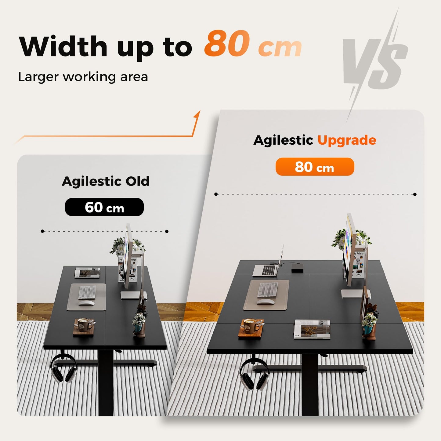 Agilestic Height Adjustable Electric Desk, 2 Memory Height, 140x80cm