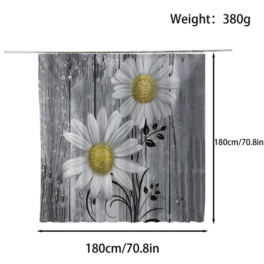 FAIRYGATE Extra Wide Shower Curtain Garden Shower Curtains 180 x 180 cm Sunflower Scenery Bathroom Curtain Mildew & Mould Resistant Polyester Fabric