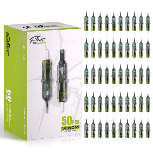 EZ Tattoo Cartridge Needles Assorted - 50Pcs #10 Mixed (3RS 7RS 9RS 11RS 14RS) Bugpin Round Shader Tattoo Needles Cartridges for Tattoo Gun Machine