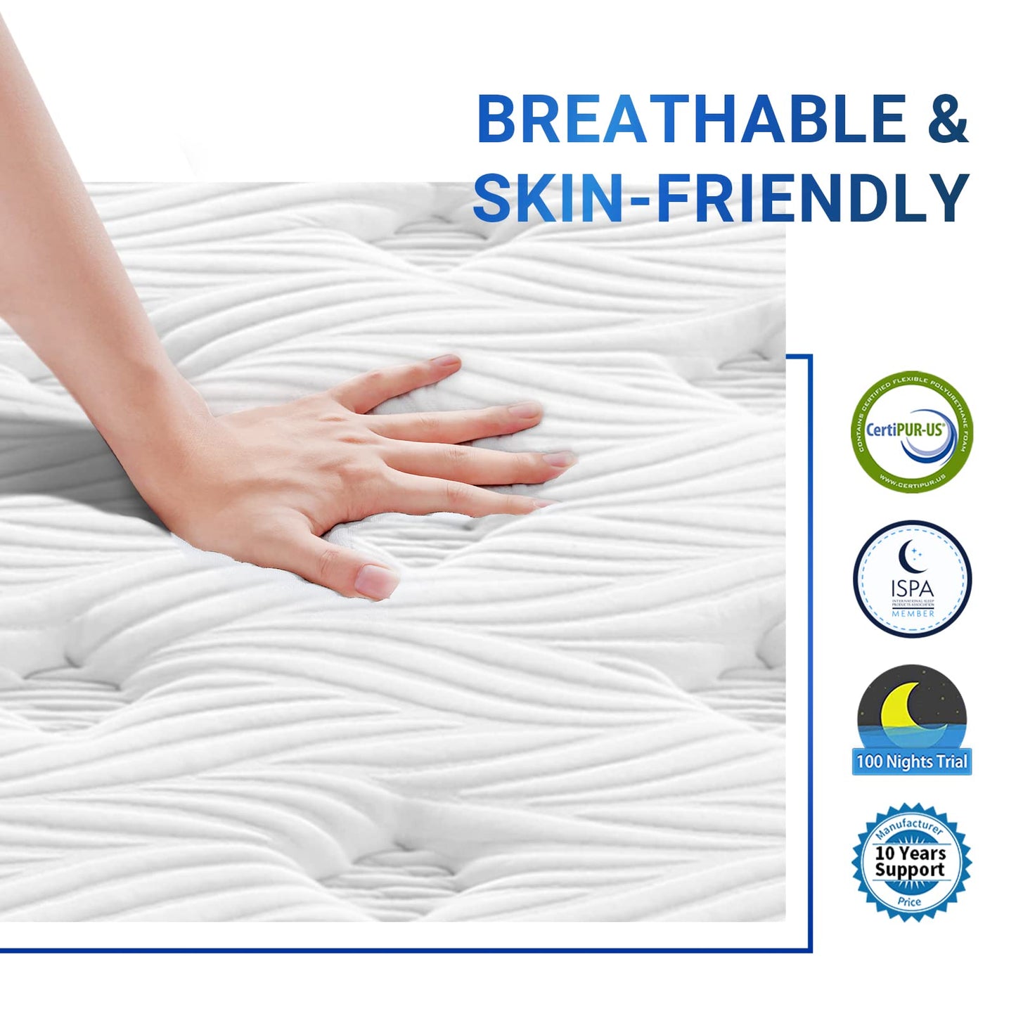 Avenco Single Mattress 3FT - 8.5 Inch Bamboo Foam Spring Hybrid, Medium Firm Breathable Bed, CertiPUR-US Certified, 90x190x22cm
