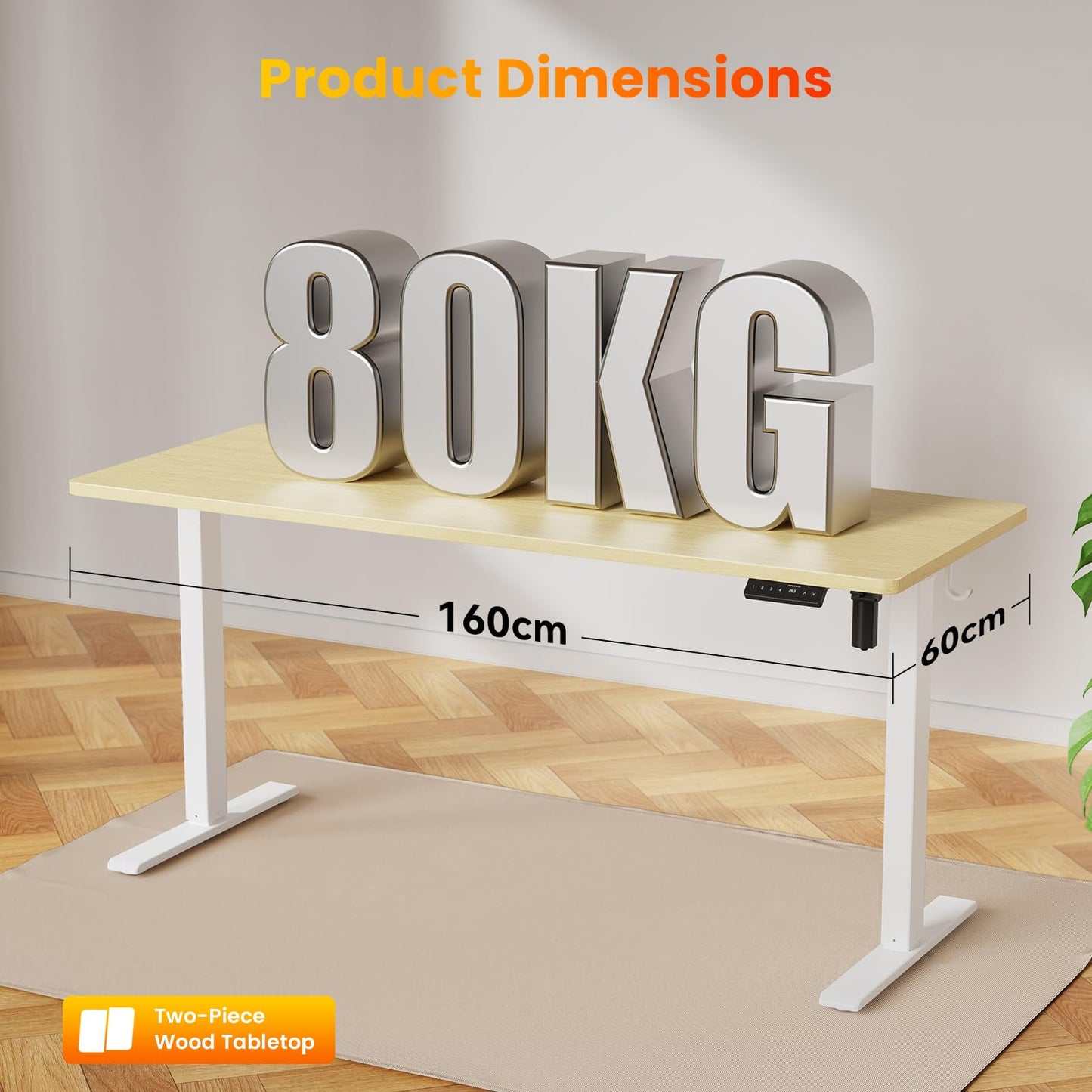 WALKINGDESK Electric Standing Desk, 160 x 60 cm, Oak