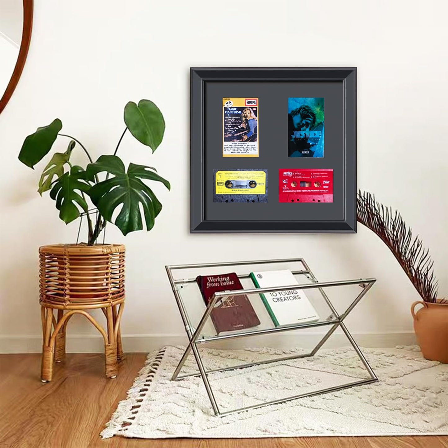 Cassette Tape Storage Shadow Box Display Cabinet,Cassette Storage Display Frame,Cassette Tape Case Display Frame with EVA Foam Lining,Retro Music