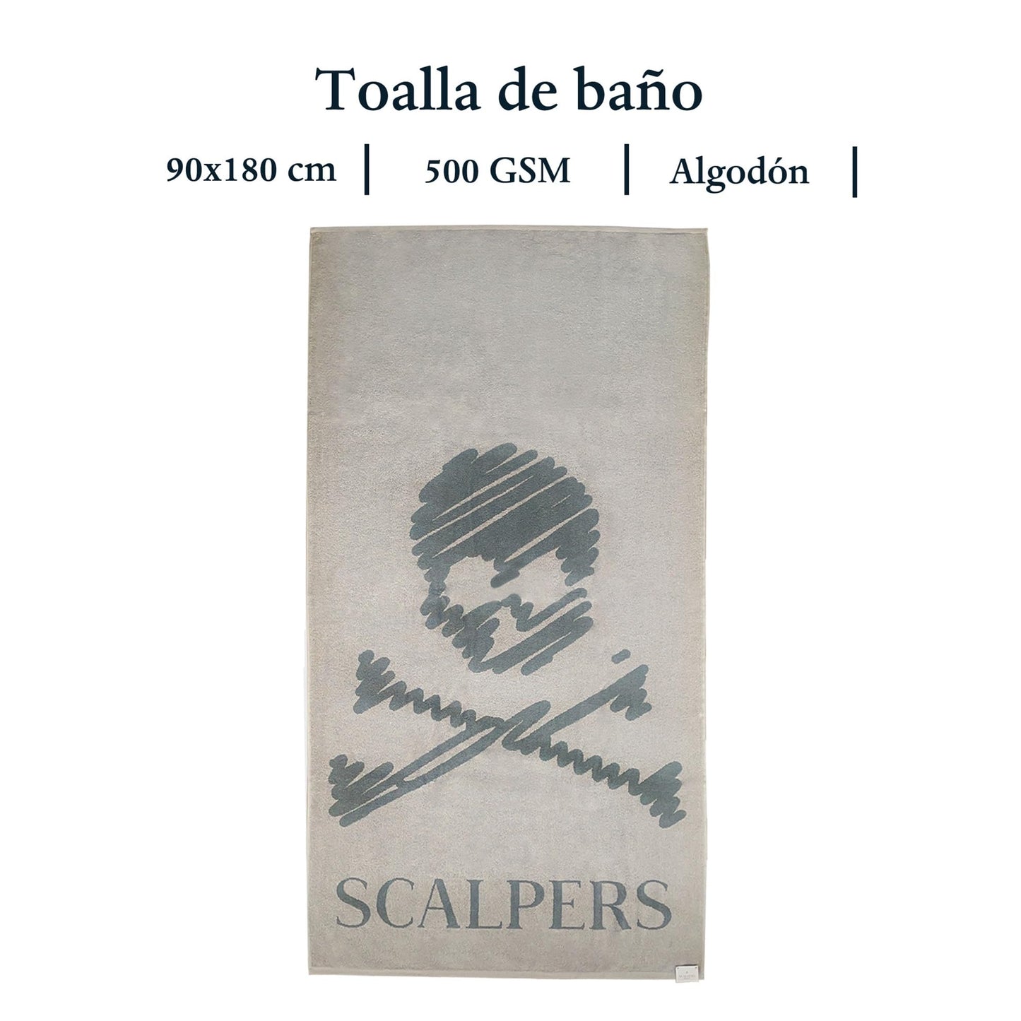 Scalpers Towel 90x180 cm 100% Cotton 500GSM Beige with Logo Home