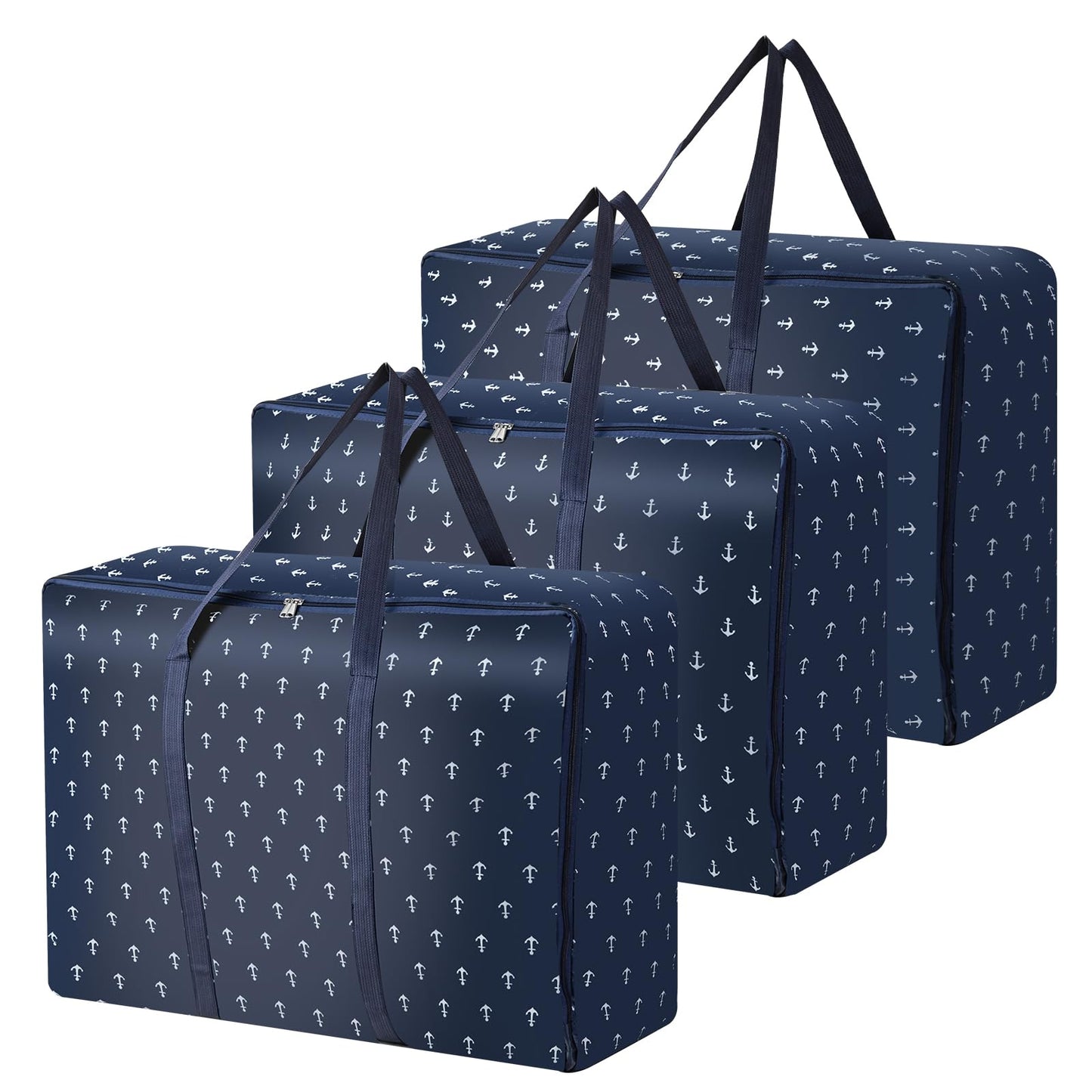 3 Pack Large Clothes Storage Bags with Zips,Moving Bags for Clothe, Underbed Storage Boxes with Lids for Bedding,Clothes,Duvets,Pillows