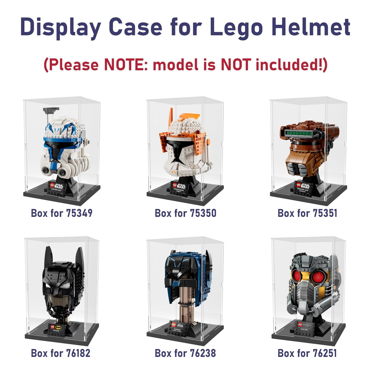 Nynelly Acrylic Display Case for Lego Star Wars Helmet for Lego Captain Rex Helmet Models Figures