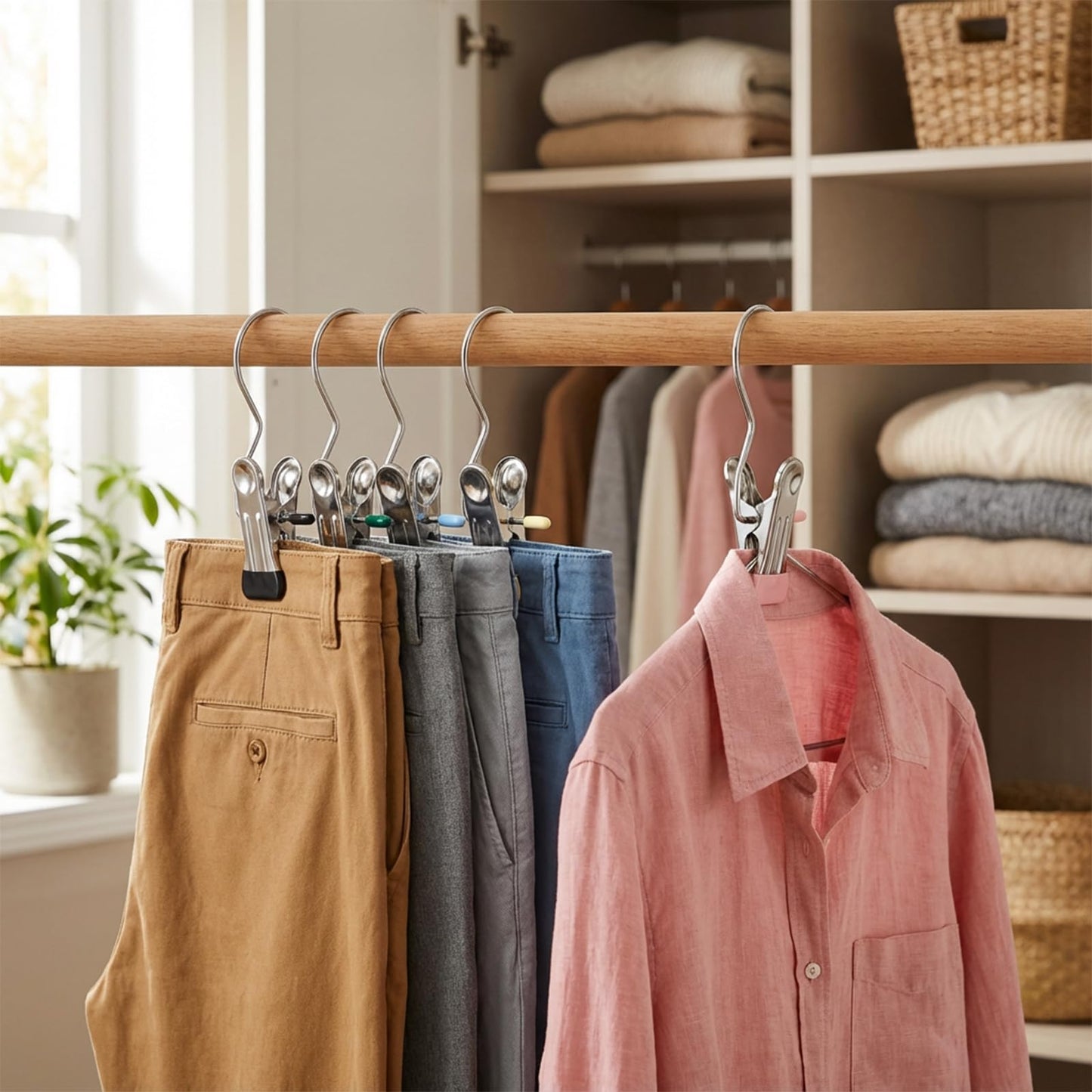 24 Pcs Heavy Duty Trouser Hangers with Clips