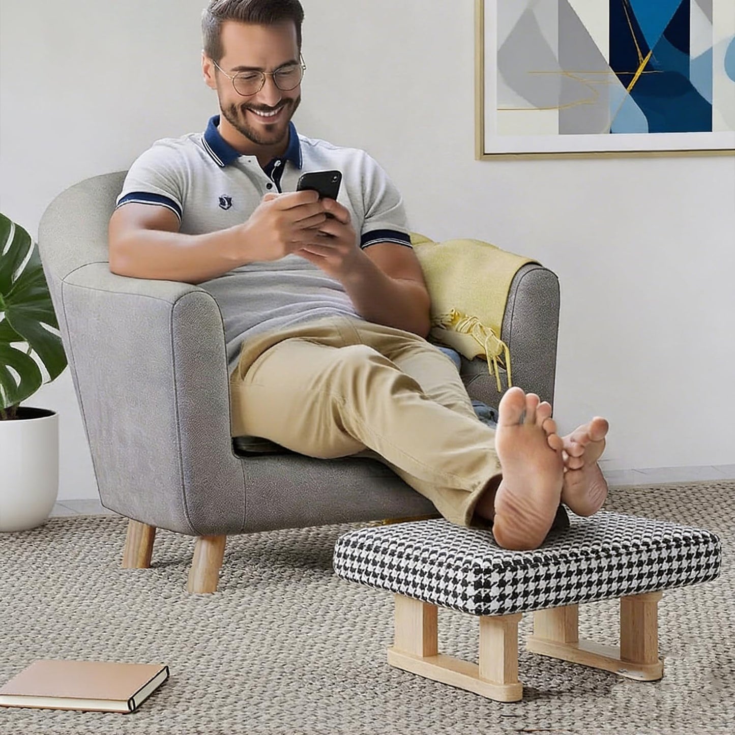 Stowetry Foot Stool, Pouffe Footstool with Removable Cover
