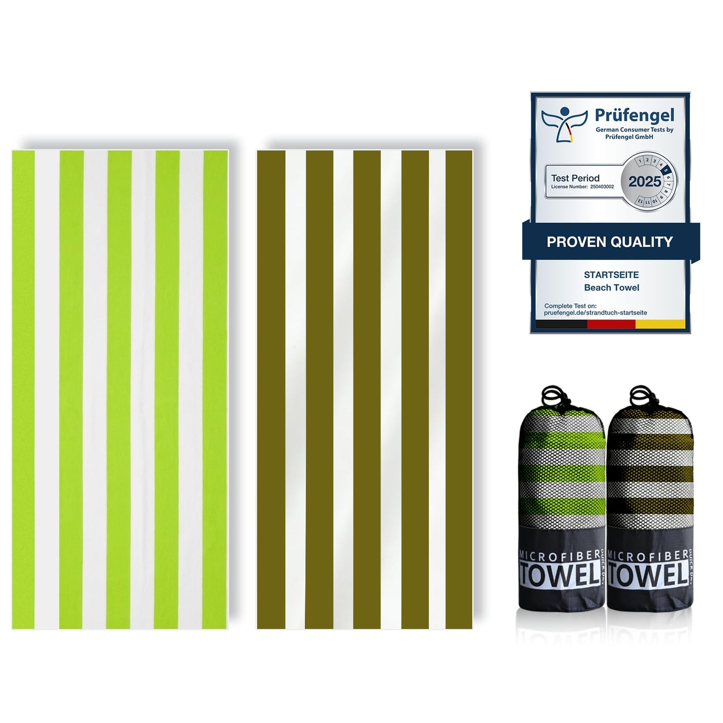 Microfibre Beach Towels for Adults - 200x90cm 2 Pack Extra Large Beach Towels in Gift Boxed,250 GSM, Sand Free