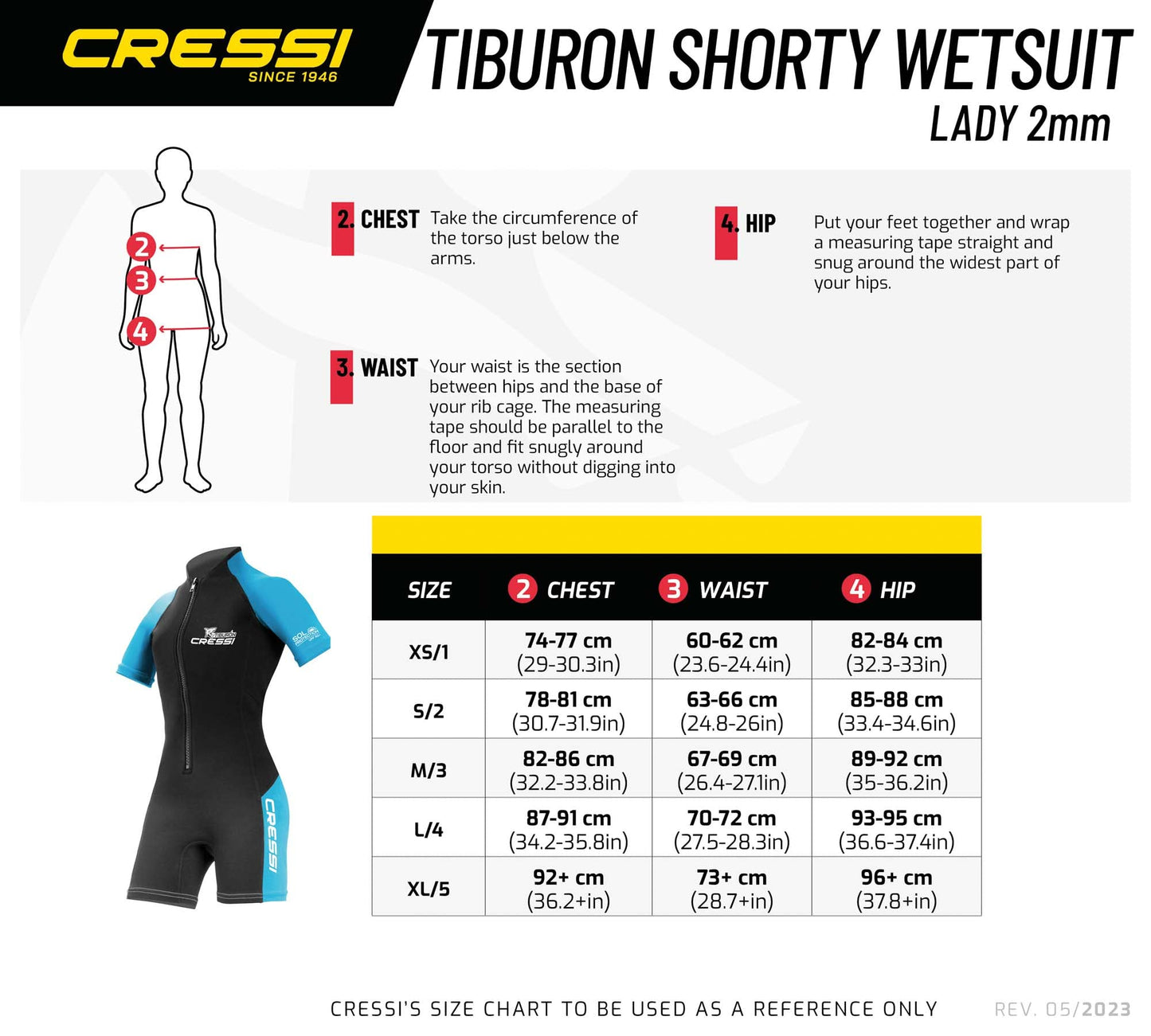 Cressi Womens Tiburon Lady Monopiece 3mm Shorty Wetsuit, Black/Aquamarine, L EU