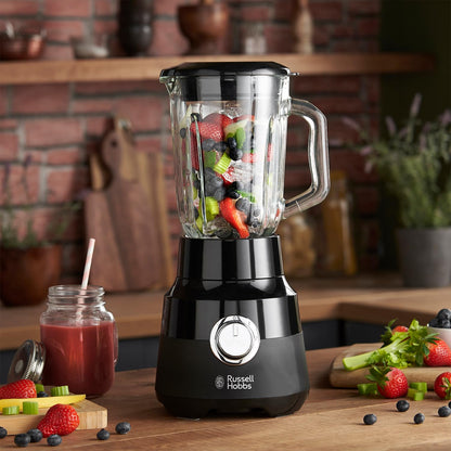 Russell Hobbs Desire Jug Blender, 1.5L Glass Jug, Make healthy soup/ smoothie/milkshake, 2 Speed Settings & Pulse, Removable Stainless Steel blades