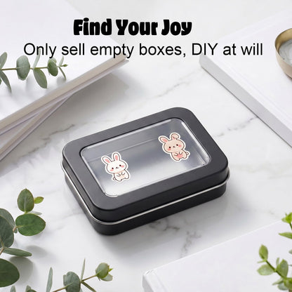 Axafazup Rectangular Hinged Metal Tin Container, Mini Portable Storage Box with Clear Lid, Small Empty Tin for Candy Keys Earrings Organization