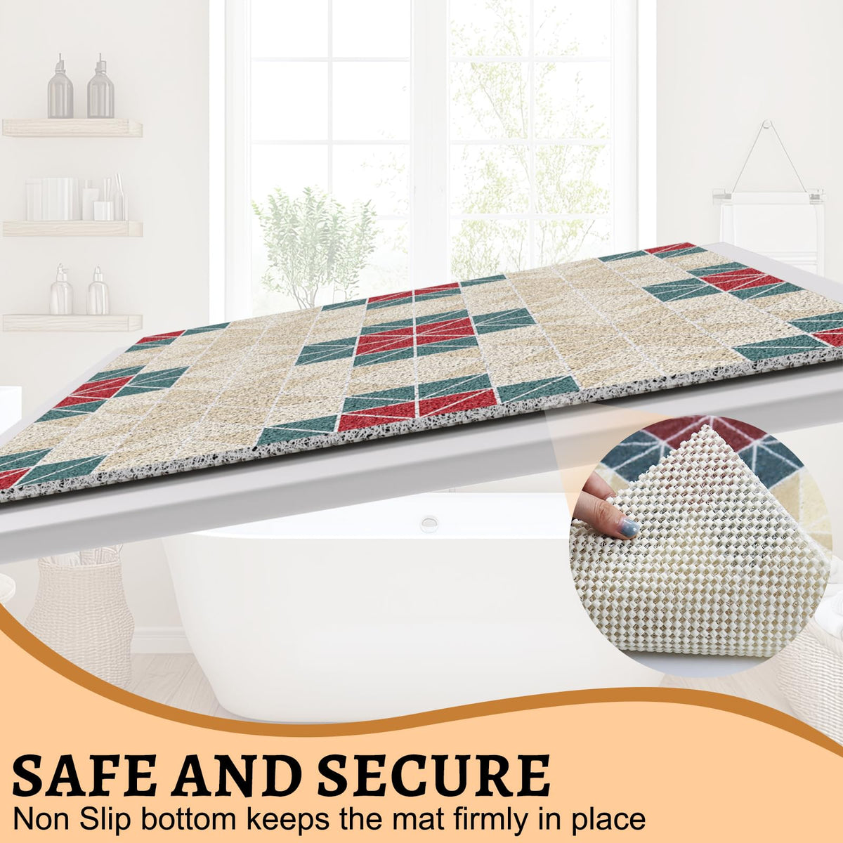 PVC Square Loofah Shower Mat Non Slip 70x70 CM, Anti Mould Quick Drying Bath Mat for Inside Shower, Anti Slip Shower Mats for Bathroom Floor