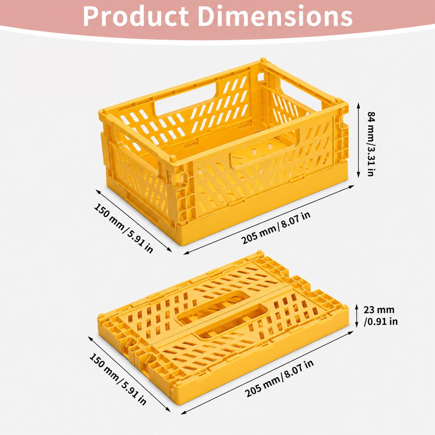 PIANKEKE 4 Pcs Collapsible Storage Boxes, Stackable Storage Baskets, Folding Crates, Foldable Basket