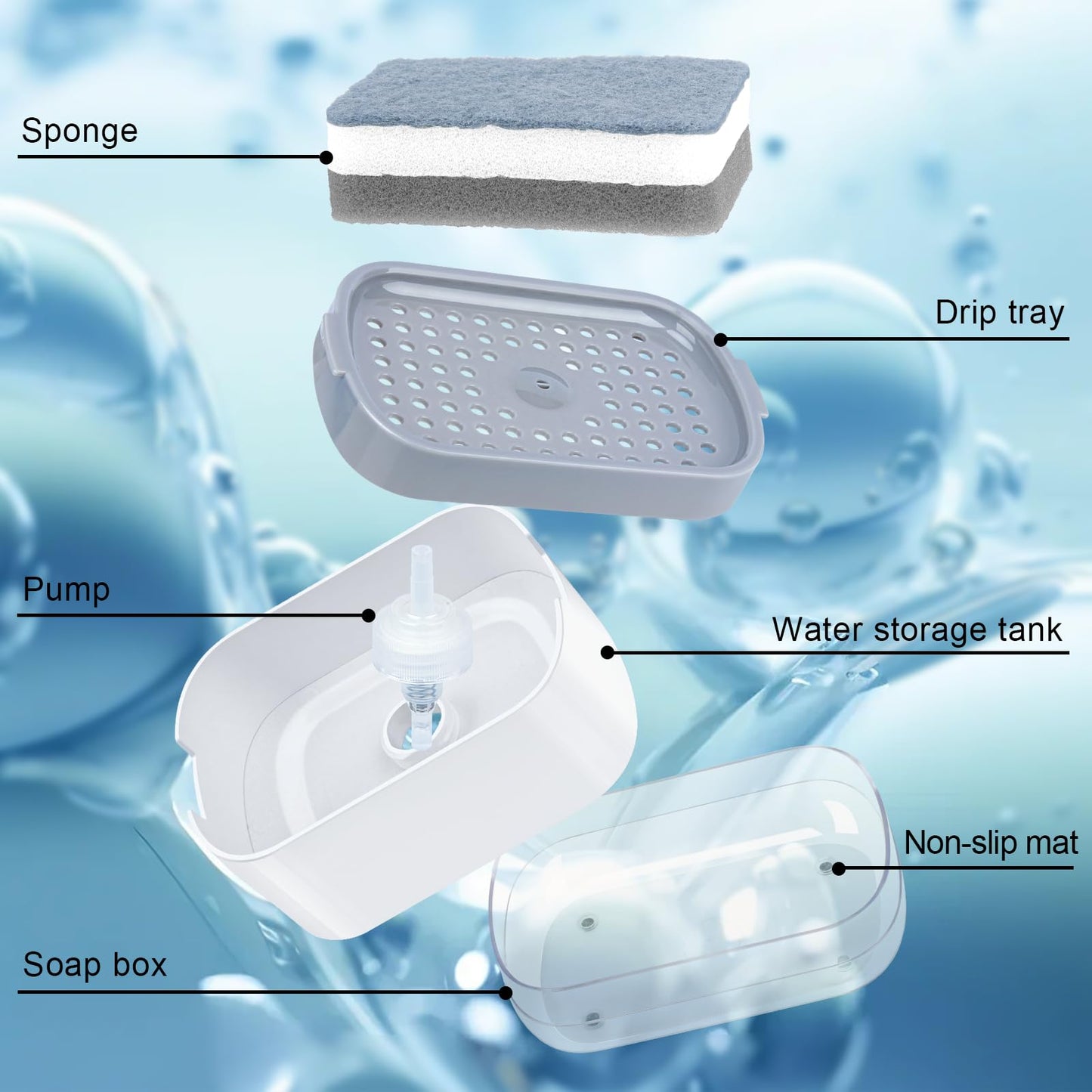 Alyvisun 2 in 1 Soap Dispenser, Dish Soap Dispenser with Sponge Holder