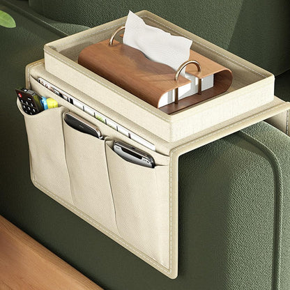 DZOZO Sofa Chair Couch Armrest Organizer Remote Control Holder Caddy Handset Holder Armchair Storage Bag with Cup Holder for Tablet, Phone, Pad, Book