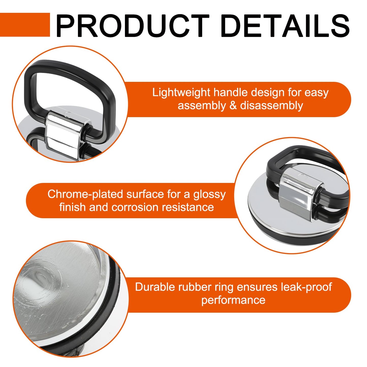 Universal Chrome Sink Plug Bath Plug Replacement, Chrome Finish Sink Plug, Easy-Grip Handle Drain Stopper with Leak-Proof Seal for Bathroom Kitchen