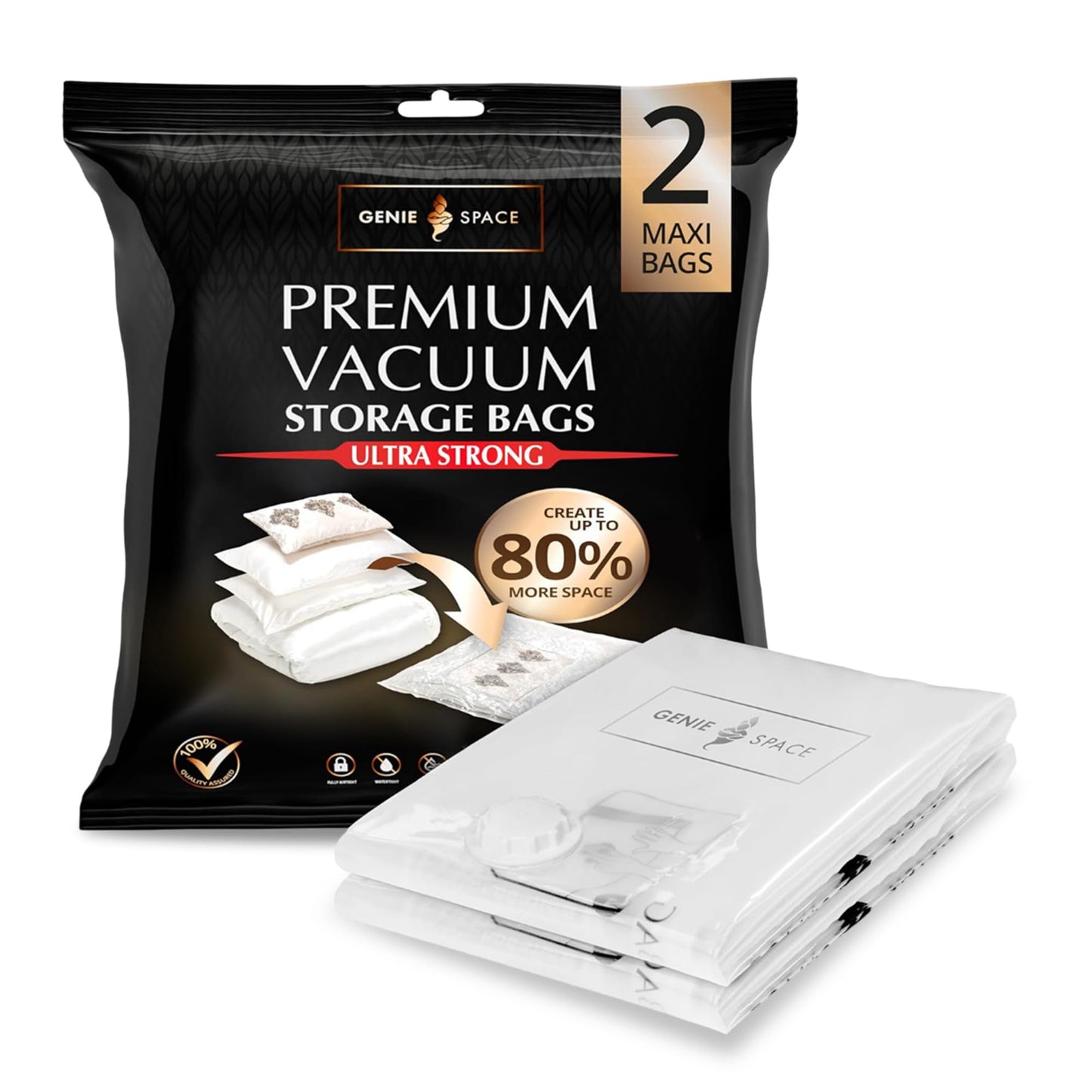 GENIE SPACE Premium Vacuum Storage Bags, Maxi 2 Pack, 110x90 cm