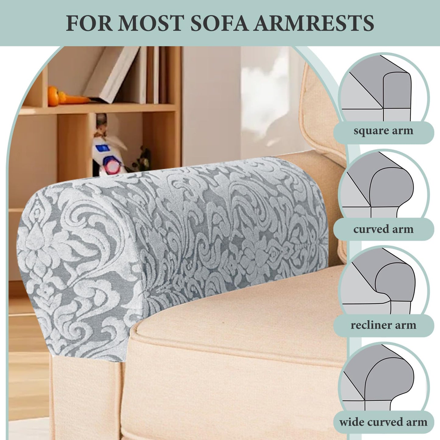 Armrest Chair Covers, Set of 4 Stretch Armchair Couch Armchair Covers for Arms Sofa