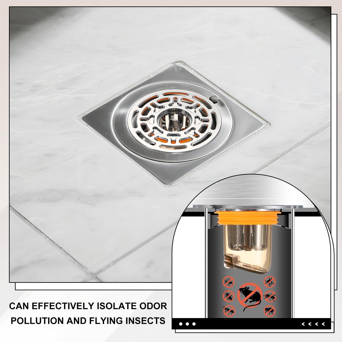 uxcell Odor Proof Floor Drain, ABS Floor Drain Cover Shower Plug Drain Backflow Preventer Suitable for 1.3-1.7" Caliber Pipes Tubes Bathroom Kitchen