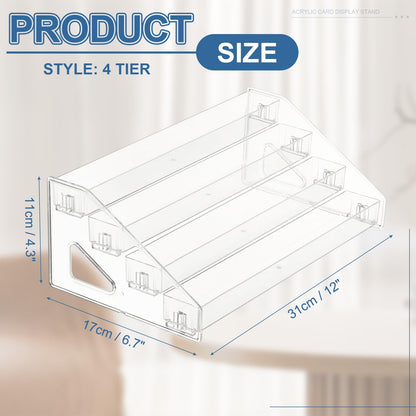 PATIKIL 4 Tier Acrylic Card Display Stand, Portable Postcard Rack Holder Organizer Versatile Display for Trading Cards Baseball PSA Stickers Stamp