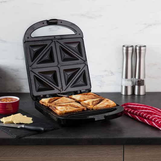 Russell Hobbs Deep Fill Sandwich Toaster/Toastie Maker  Makes 4 Toasties, Cuts & seals, Non-stick easy clean plates, Verticle storage, Power On &