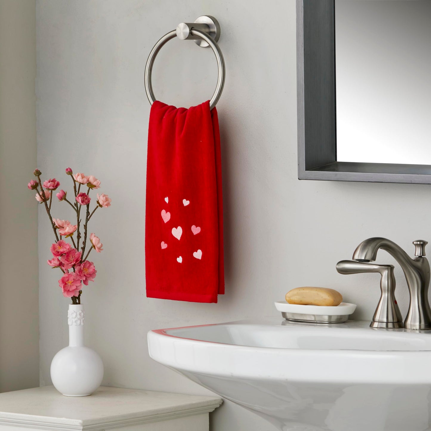 SKL Home Valentine's Day Tossed Hearts Hand Towel Set, 2 Count