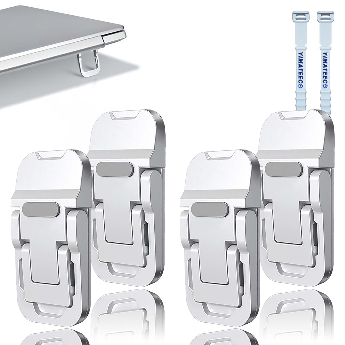 YIMATEECO Portable Laptop Riser Mini Laptop Stand for Desk, Zinc Alloy Self-Adhesive Keyboard Stand Tilt Angle Adjustable