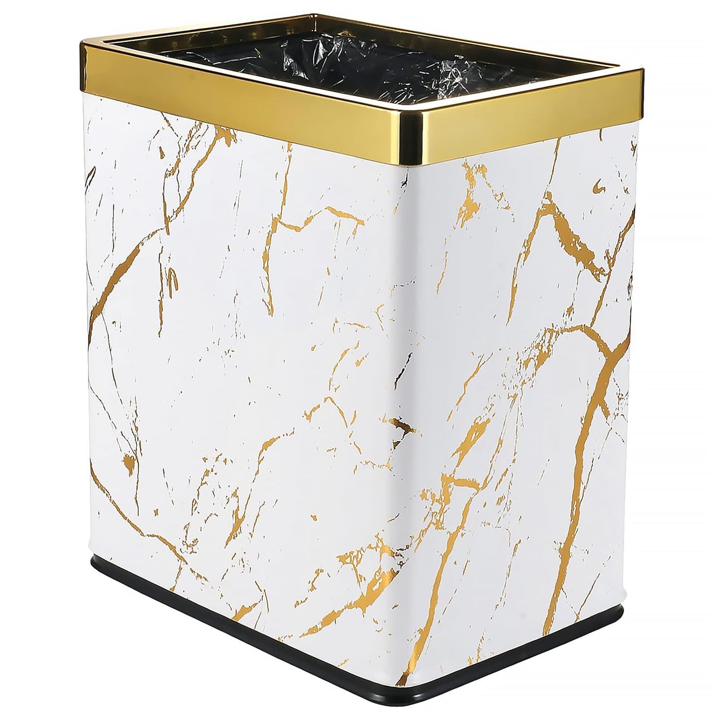 Small Bedroom Waste Bin,Trash Bin for Bathroom Office Hotel,White Gold