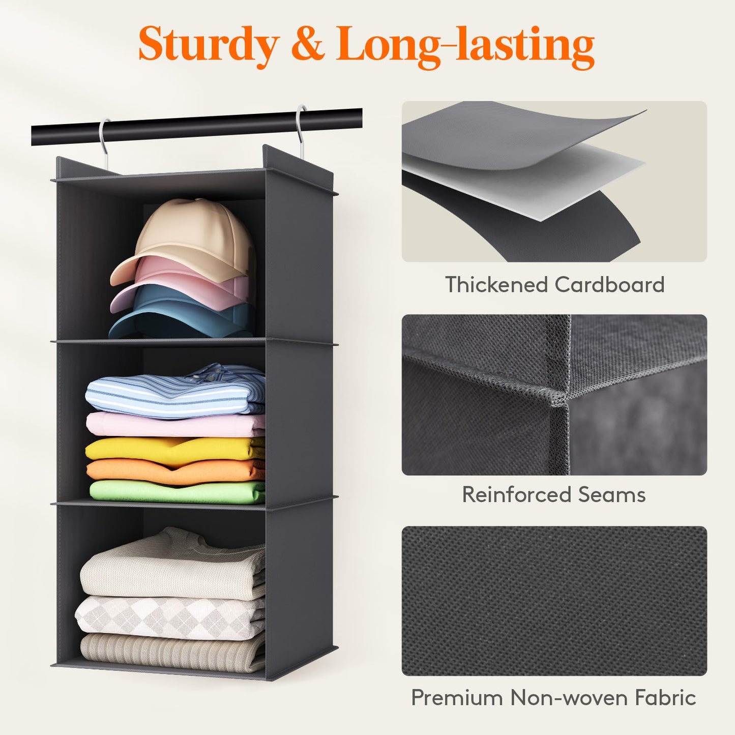 Lifewit 3 Tier Foldable Closet Hanging Wardrobe Storage Organiser, 1 Pack