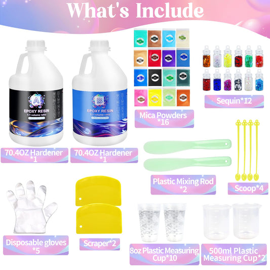 Ghguole Epoxy Resin Kits-4.15 L/1.1 Gallon Crystal Clear Epoxy Resin&Hardener for Beginners,Resin Starter Kit for DIY Art&Craft,Jewelry Making,Mold