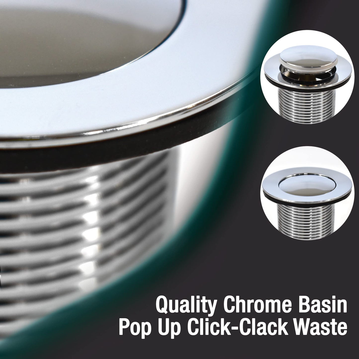 Xcel Home Unslotted Chrome Silver Click Clack Basin Waste, Durable Brass Pop-Up Sink Plug Replacement