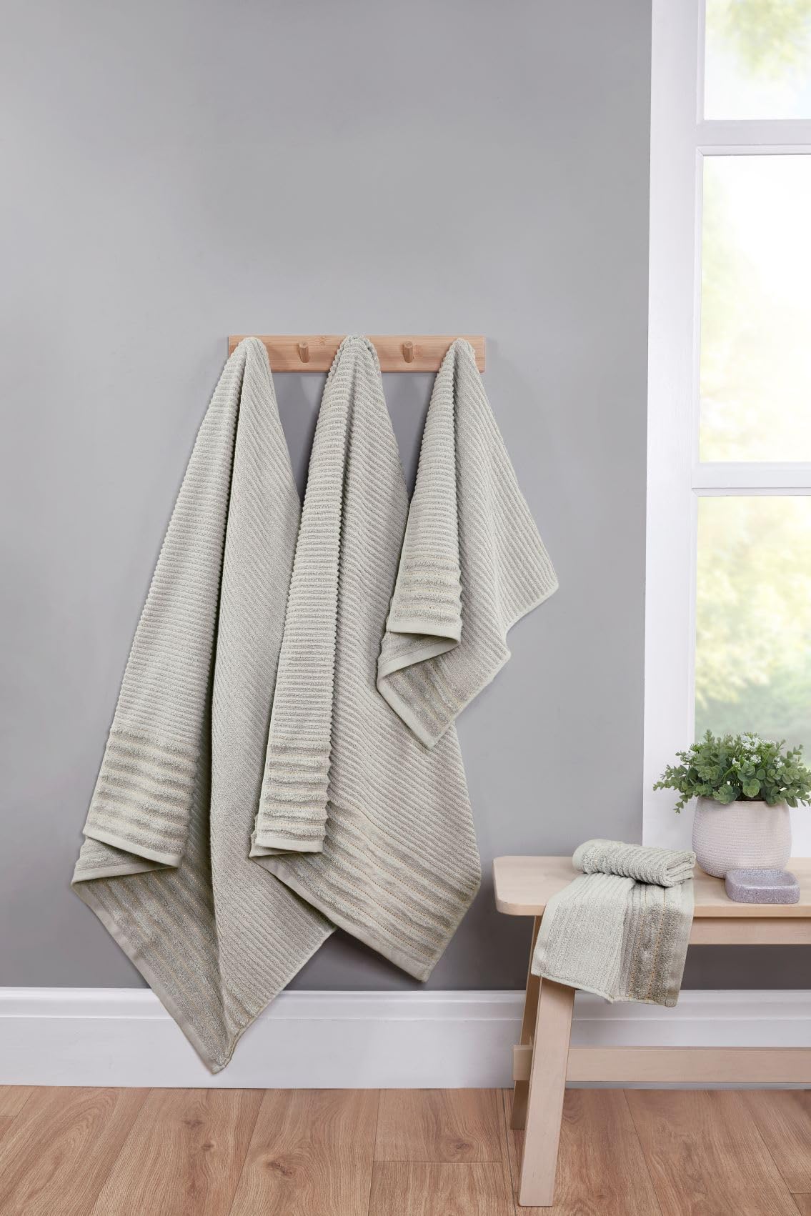 Rapport Home Linear Bath Sheets 2 Pack | Dove Grey | 90x140cm | Luxurious 500GSM 100% Cotton | Oeko-Tex Certified Absorbent & Soft Bathroom Towels
