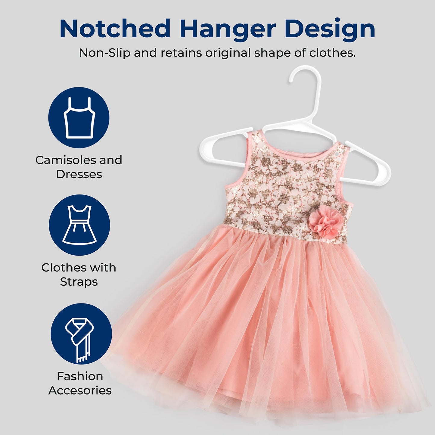SereneLife 20 Pack Plastic Kids Hangers, Non-Slip for Closet, Space-Saving Thin Design for Infant and Newborn Clothing