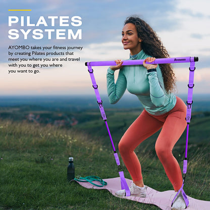 Pilates Equipment, Pilates Bar Kit with Resistance Bands, Adjustable Multifunctional Pilates Workout Equipment for Men & Women, Portable Pilates Bar