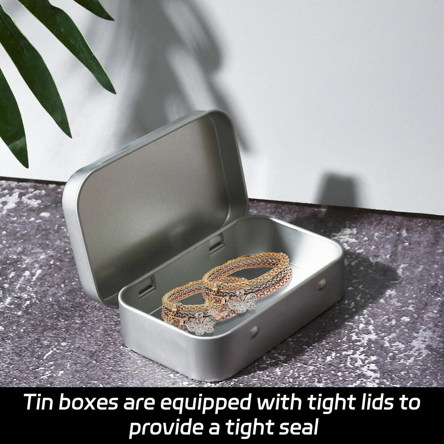 Gaaines 2 Pcs Rectangular Small Tin Boxes, for Key Coin Organizer(Silver)