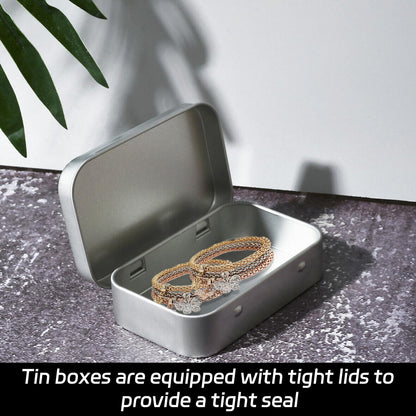 Gaaines 2 Pcs Rectangular Small Tin Boxes, for Key Coin OrganizerSilver