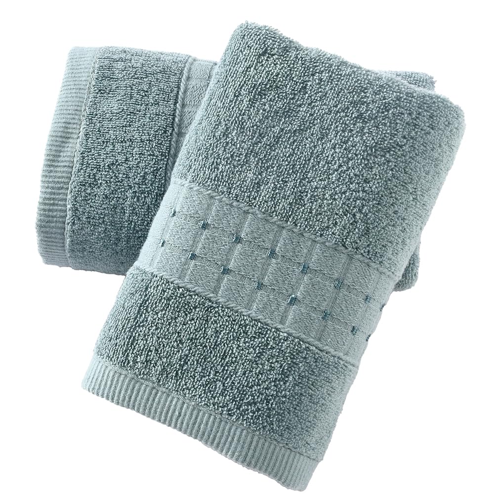 sense gnosis 100% Cotton Green Hand Towels Absorbent Super Soft Face Towels Lint Free Checkered Bath Hand Towels for Bathroom Travel Yogo Sport Spa