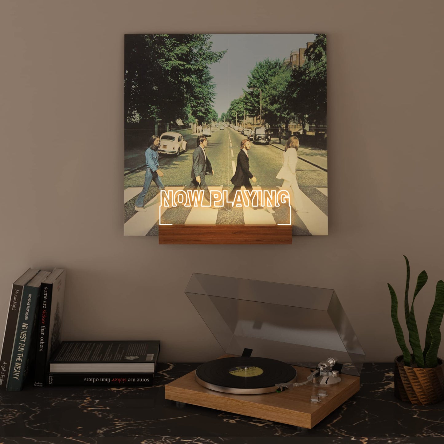 YuanDian Light up Now Playing Vinyl Record Stand Wall Mount, Now Spinning Record Player Stand
